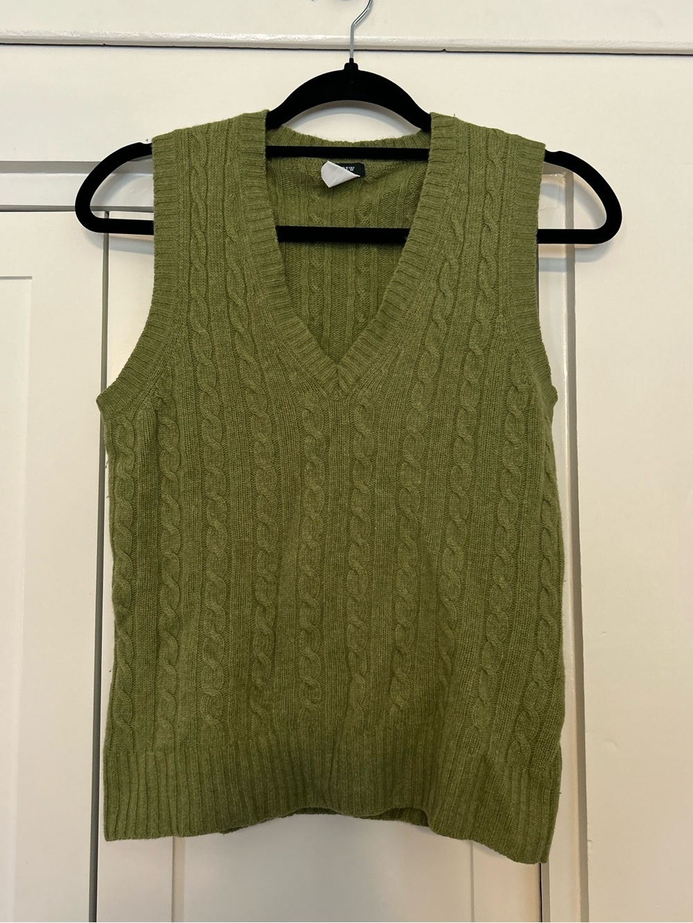 J. Crew Merino Wool & Rabbit Hair V-Neck Cable Knit Sweater Vest Green